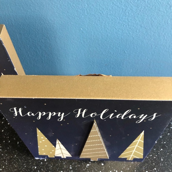 Christmas block decor blue & gold happy holidays NWT - Picture 6 of 6